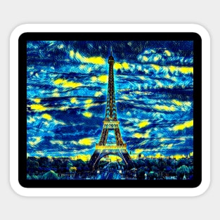 Vincent Van Gogh Dream - Starry Night meets Paris Sticker